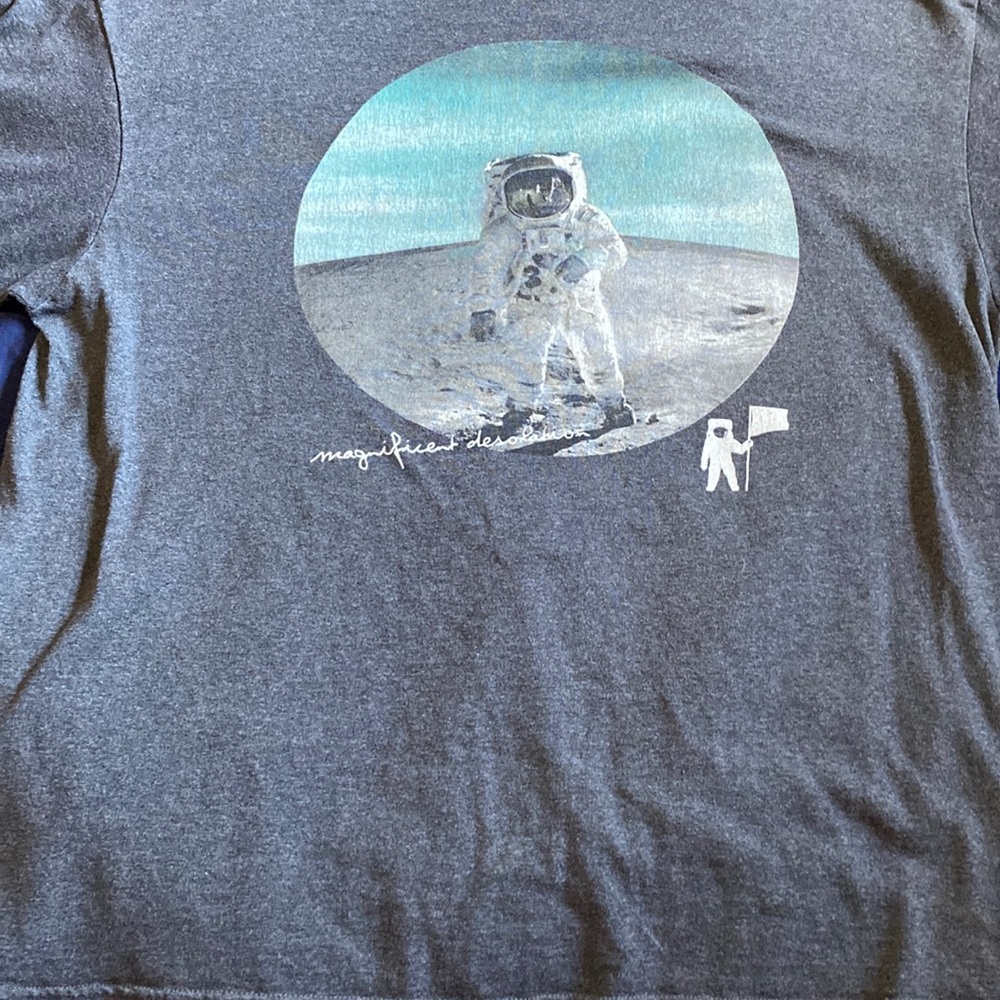 Gray buzz aldrin magnificent desolation t-shirt